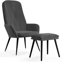 Relaxsessel Mit Hocker Dunkelgrau Samt Vidaxl