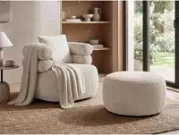 RELAXSESSELSET Nano, Set Drehsessel mit runder Form mit Hocker, Beige