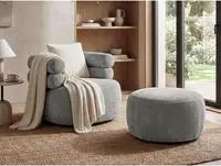 RELAXSESSELSET Nano, Set Drehsessel mit runder Form mit Hocker, Hellgrau