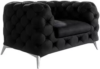 S-Style M&ouml;bel Chesterfield-Sessel Laura Samt, schwarz, 125x75x100cm (800000820553)