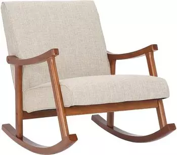 CLP Morelia Schaukelstuhl Stoff, Holzgestell Walnuss-Optik, creme (317274)