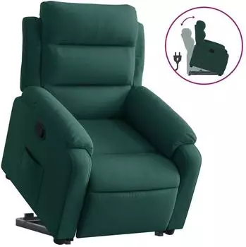 vidaXL Relaxsessel mit Aufstehhilfe, dunkelgr&uuml;n, Samt (3205094)