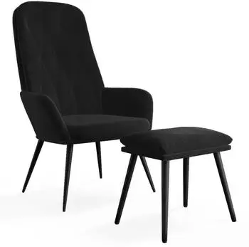 vidaXL Relaxsessel mit Hocker, schwarz, Samt (3097625)