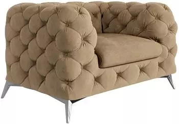 S-Style M&ouml;bel Chesterfield-Sessel Laura Samt, beige, Birke/Buche (800000820569)