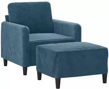 vidaXL Sessel mit Hocker, Samt, blau, 60cm (3201173)