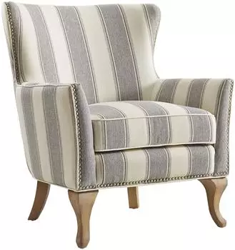 Mid.you Jaya Ohrensessel Stoff gestreift, grau (Jaya)
