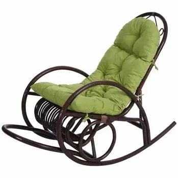 MCW Schaukelstuhl MCW-C40, Rattansessel mit Auflage, braun/gr&uuml;n (MCW-C40)