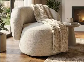 Beautysofa MAO Drehsessel Chenille-Bezug, 360° drehbar, beige (Bella 05)