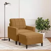 vidaXL Sessel mit Hocker Braun 60 cm Samt