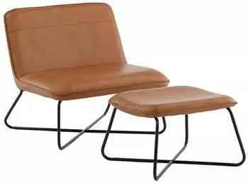 Venture Home X Sessel mit Hocker, Kunstleder, braun (15029-438)