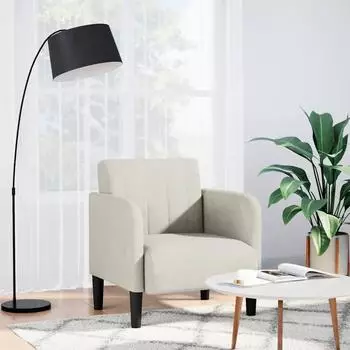 vidaXL Sessel mit Armlehnen, Samt, creme, 54cm (4100585)