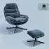 HomCom Relaxsessel mit Hocker Chenille-Stoff, blau (83B-547V00BU)