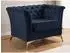 S-Style Möbel Chesterfield-Sessel Whitby Samt marineblau, goldene Füße