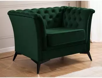S-Style M&ouml;bel Whitby Chesterfield-Sessel Samt, flaschengr&uuml;n (Whitby)