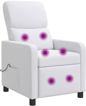 vidaXL Liegesessel mit Massagefunktion, verstellbar, wei&szlig;, Stoff