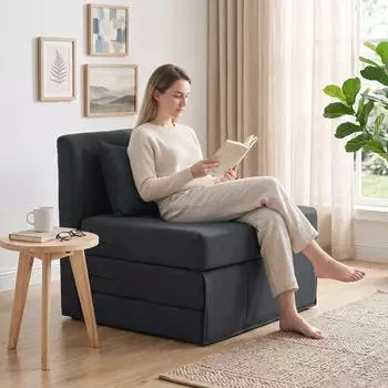 HomCom Bodensessel 2-in-1 klappbar, Kordoptik, dunkelgrau (83B-076V00CG)