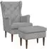 vidaXL Sessel mit Fußhocker, 2-tlg., hellgrau, Samt (3418847)