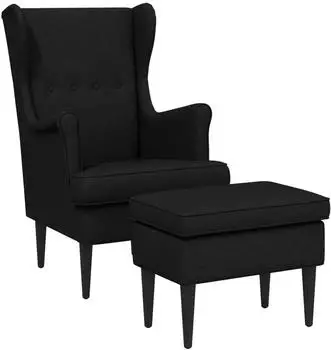 vidaXL Sessel mit Fu&szlig;hocker, 2-tlg., schwarz, Stoff (3418833)