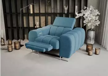 Fun Möbel Bastien Relax Sessel mit Relaxfunktion, Stoff Aragon, blau