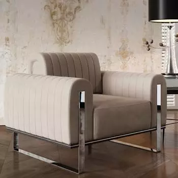Selsey Parissa Sessel, Samt hellbeige, verchromte F&uuml;&szlig;e