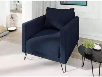 S-Style M&ouml;bel Harmony Sessel Chenille marineblau, schwarze Metallf&uuml;&szlig;e
