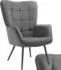 TecTake Hygge Ohrensessel Feincord, anthrazit/schwarz (150kg)