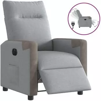 vidaXL Elektrisch verstellbarer Relaxsessel, hellgrau, Stoff (3324080)