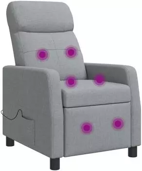vidaXL Massage-Relaxsessel hellgrau, Stoff (42035057)