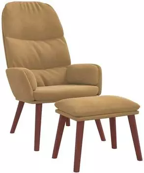 vidaXL Relaxsessel mit Hocker, braun, Samt (3315124)