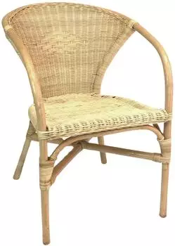 Dekoleidenschaft Rattansessel mit hoher Rückenlehne, natur, handgefertigt (103013)