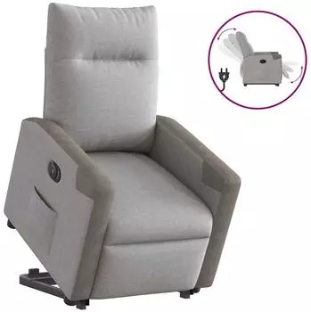 vidaXL Relaxsessel mit Aufstehhilfe, elektrisch, wolkengrau, Stoff (3324099)
