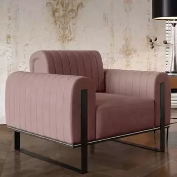 Selsey Parissa Sessel, Samt rosa, schwarze Metallf&uuml;&szlig;e