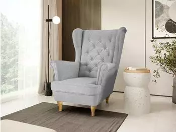 Beautysofa Falco Chesterfield-Sessel hellgrau, Buchenholzbeine (800000914519)