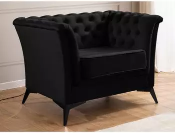 S-Style M&ouml;bel Whitby Chesterfield-Sessel Samt, schwarz (800001086809)