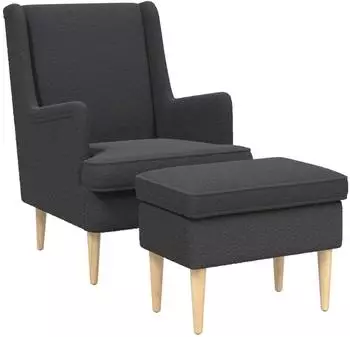 vidaXL Sessel mit Fu&szlig;hocker 2-tlg. dunkelgrau Boucl&eacute; (3418840)