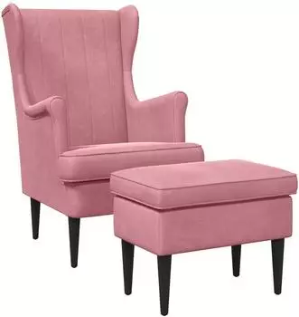 vidaXL Sessel mit Fu&szlig;hocker 2-tlg. rosa Samt (3418826)