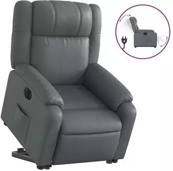 vidaXL Relaxsessel mit Aufstehhilfe, elektrisch, grau, Kunstleder (3205167)