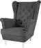 Beautysofa Falco Chesterfield-Sessel Stoff, dunkelgrau, weiße Holzbeine