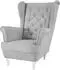 Beautysofa Falco Chesterfield-Sessel hellgrau, weiße Holzbeine (800000914548)