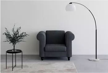 Dorel Home Felix II Chesterfield-Sessel Breit-Cord, anthrazit, verstellbare Rückenlehne (66791536-0)