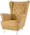 Beautysofa Falco Chesterfield-Sessel, gelb, weiße Holzbeine (800000914542)