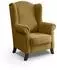 Beautysofa Leonardo Ohrensessel Plüsch, senfgelb, Holzbeine Wenge (800000858648)