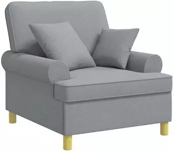 vidaXL XL-Sessel mit Kissen, hellgrau, Stoff