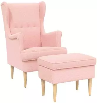 vidaXL Sessel mit Fu&szlig;hocker 2er-Set, rosa Boucl&eacute; (3418835)