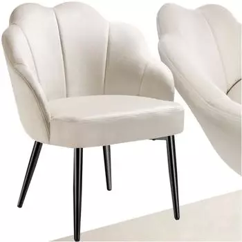 TecTake Hellen Cocktailsessel gepolstert, Samtbezug, creme/schwarz