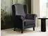 Beautysofa Leonardo Ohrensessel Bouclé dunkelgrau, Holzbeine Wenge