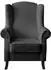 Beautysofa Leonardo Ohrensessel Bouclé dunkelgrau, Holzbeine Wenge