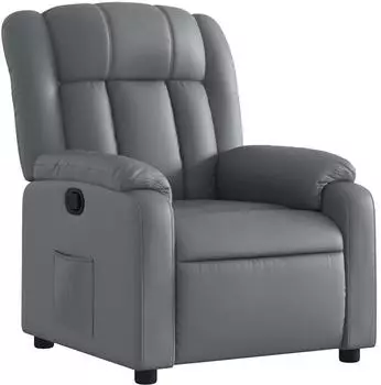 vidaXL Relaxsessel grau, Kunstleder, verstellbare R&uuml;ckenlehne (373563)