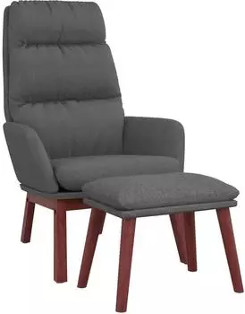 vidaXL Relaxsessel mit Hocker, dunkelgrau, Stoff (3097564)