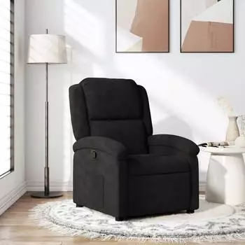 vidaXL Relaxsessel, Samt, schwarz, verstellbar (371803)